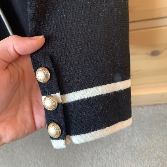 Talbots Black and White Blazer Cardigan Size Medium - Picture 4 of 6
